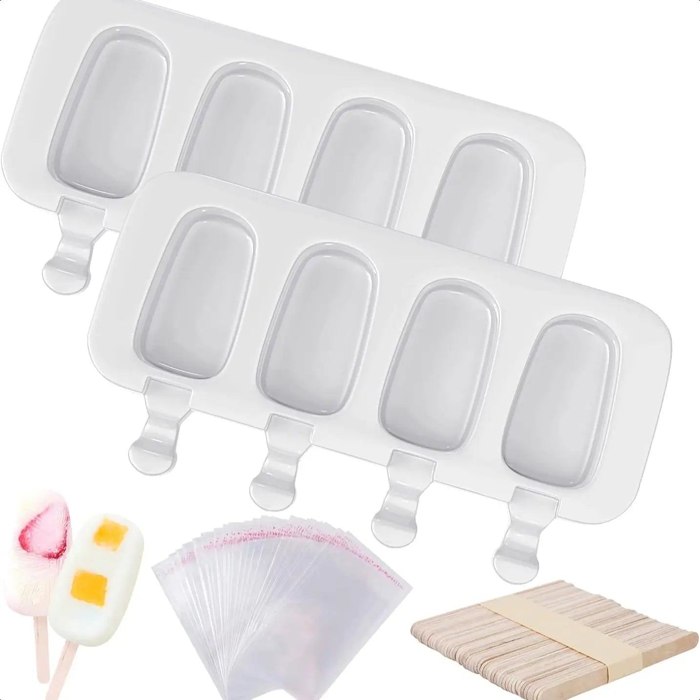 Popsicles Molds, 2 Pack Homemade Cake Pop Molds, Reusable Silicone Ice Pop Cream/ Cakesicle Maker Molds