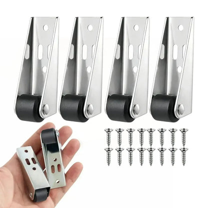 2 Pcs Multifunctional 0.9" Low Profile Fixed Casters, Small Wheels for Wooden Furniture & Bedroom Door Sinking Fix