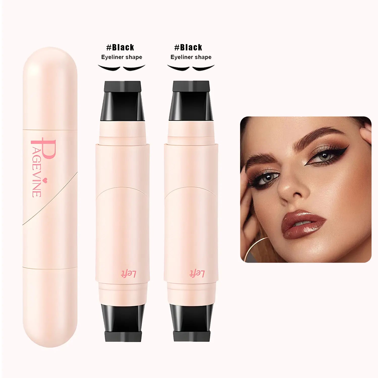 Rotating Eyeliner Stamp Pen – Dual-Head Design with Wing Stamp, Quick-Dry, Long-Lasting, Smudge-Proof for Easy Cat Eye, Sharp Winged Lines & All-Day Makeup Wear - Beginner Friendly Everyday Makeup Tool for Women, Women'S Cosmetics, Makeup Tools.