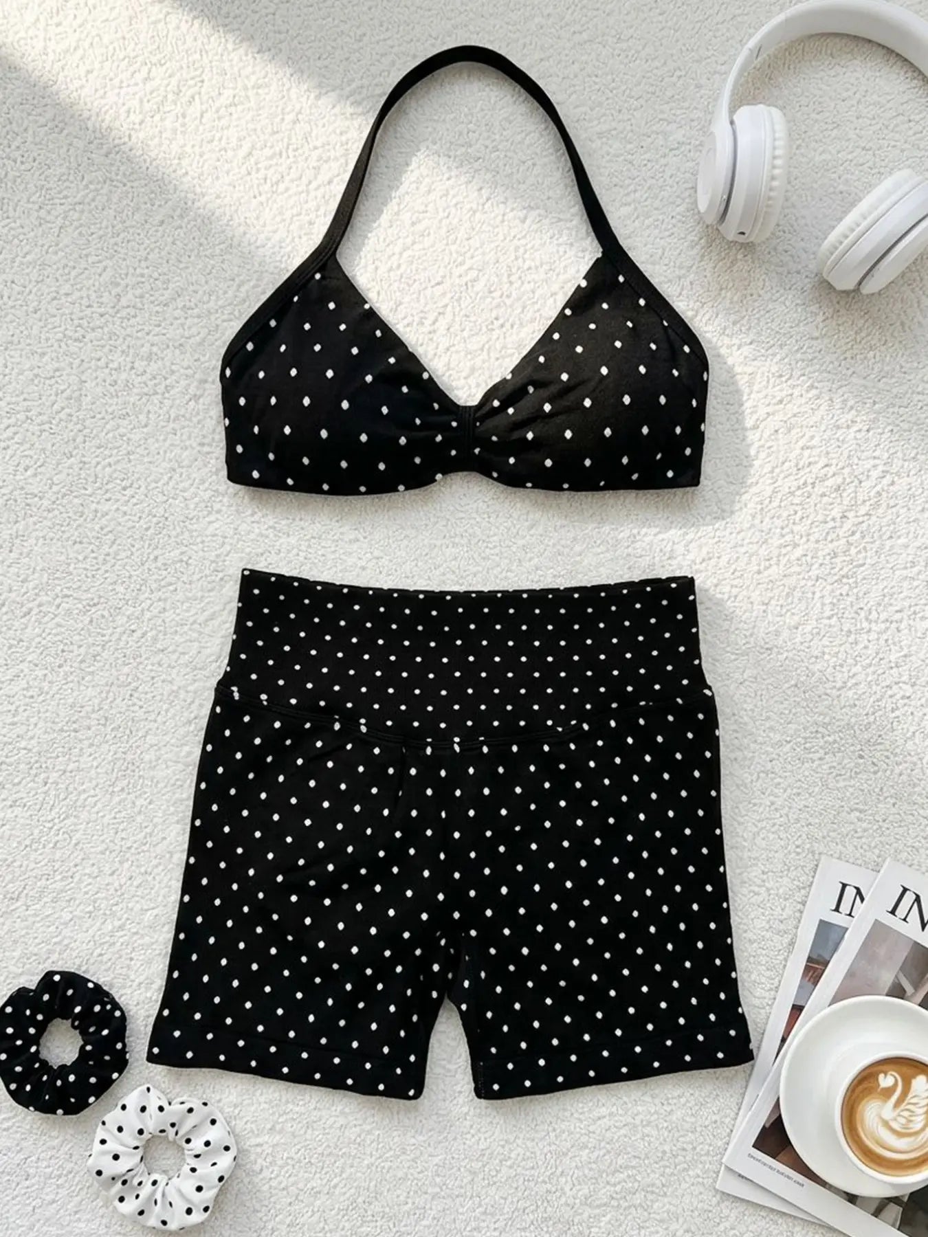 New Print Plain Women'S Sportswear Set, High-Waisted Tank Top & above Knee Shorts, Yoga Fitness Running, All Seasons Wear, Yoga Clothes Set