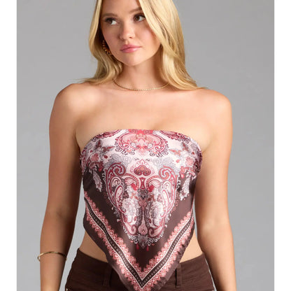 Go with the Flow Paisley Satin Scarf Top