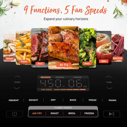 COSORI Air Fryer Turboblaze 6-Qt Compact, 9 Functions, 5 Speeds, Healthy Ceramic Coating, Nontoxic, 95% Less Oil, Fast & Crispy Cooking, Easy to Clean, Recipes