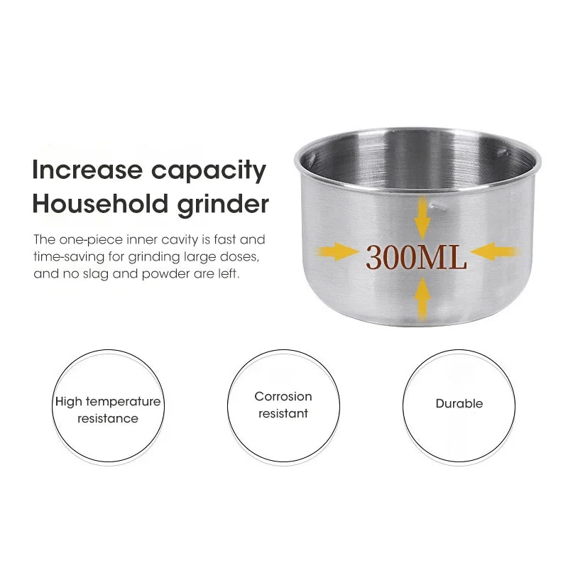 Mini Electric Grinder 300Ml Ultrafine Pulverizer for Baby Food Coffee Spice Pepper Grain Mill with 2/4 Blades for Household Use