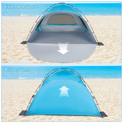 Night Cat Beach Tent - Windproof Portable Tent, 2-4 Person Camping Sun Shade Shelter with UPF 50+ UV Protection, 3 Mesh Windows, Breathable Panels, Extended Floor, Compact Pack, Roomy Fit, Easy Setup for Outdoor Summer Use