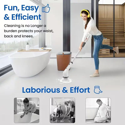 Electric Spin Scrubber Cordless Shower Cleaner with 8 Replaceable Brush Heads,3-Length Extendable Handle,Dual Speed,Ipx7 Waterproof LED Display for Bathroom,Kitchen,Tub,Tile,Car & More,2026 Upgraded Spin Scrubber Brush for Mother’S Day Gift