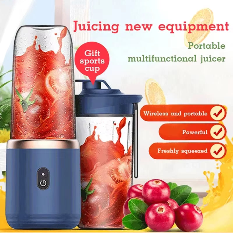 400ML Kitchen Tool Portable Small Electric Juicer Stainless Steel Blade Cup Juicer Fruit Automatic Smoothie Blender
