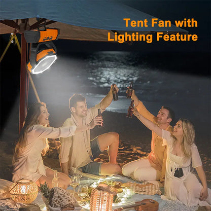 OGERY Rechargeable Camping Fan with LED Light, Portable Multi-Functional Fan with 360° Rotating Hook, Oscillating Emergency Camping Fan Cordless Rotatable Battery Powered Lightweight Summerwins