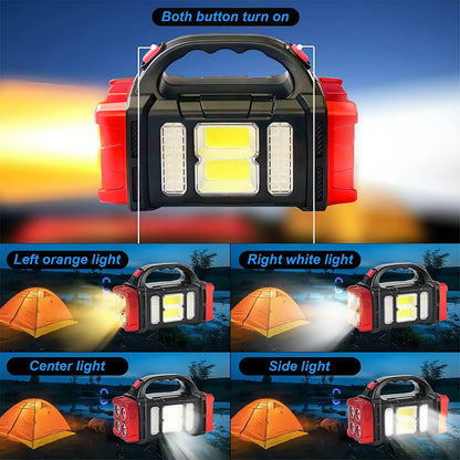 Portable Bright Solar Camping Flashlight - LED Torch with Power Bank, Long-Lasting Battery for Hiking, Outdoor Adventures Multifunctional Searchlight