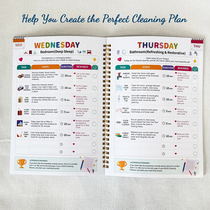 2026 ADHD Cleaning Planner & Declutter Workbook for Adults an Kids – Daily, Weekly, Monthly & Seasonal Cleaning Checklists with Reward System, Time Blocking, Habit Tracker & Home Organization Routine Beautiful Design