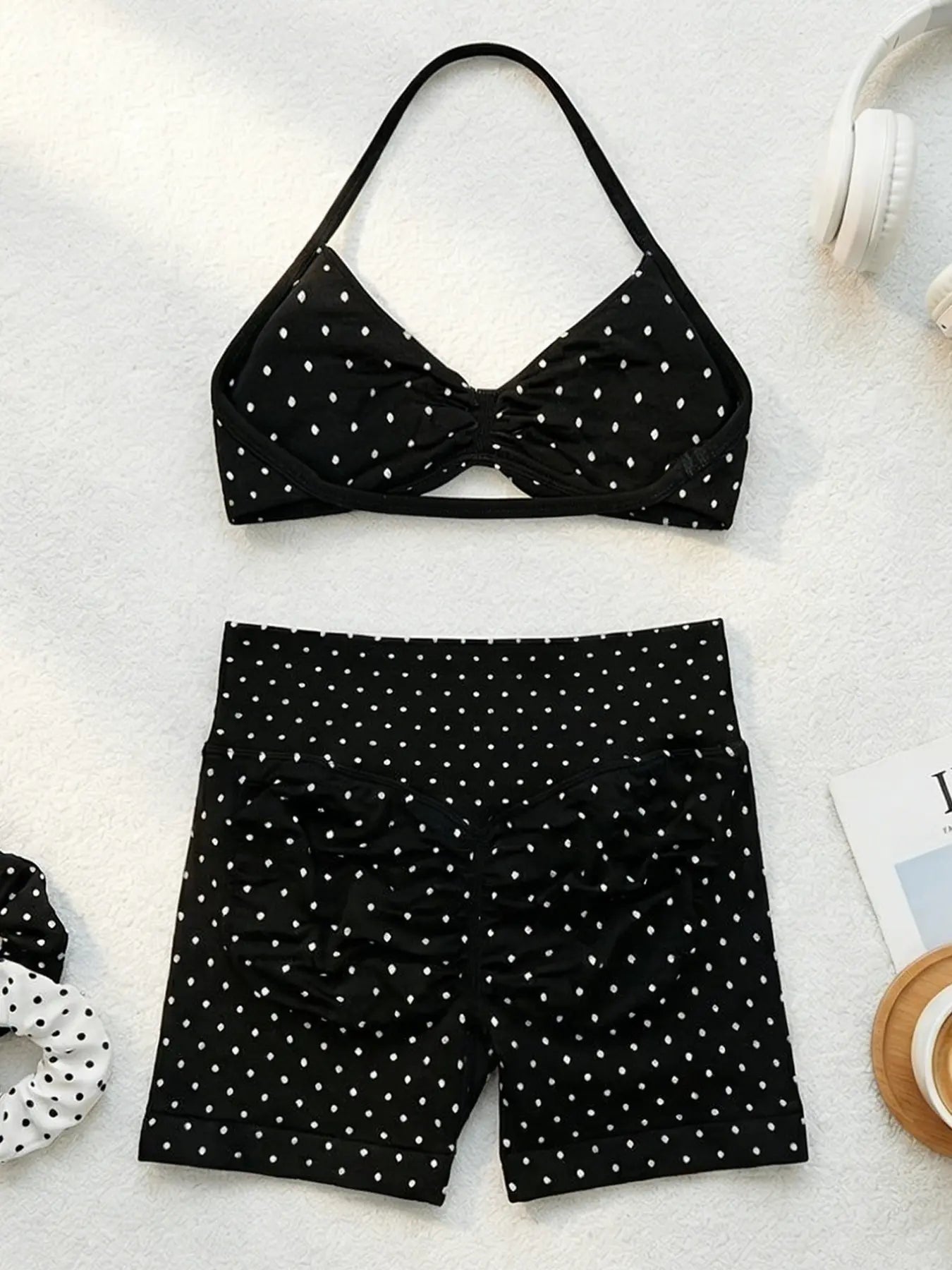 New Print Plain Women'S Sportswear Set, High-Waisted Tank Top & above Knee Shorts, Yoga Fitness Running, All Seasons Wear, Yoga Clothes Set