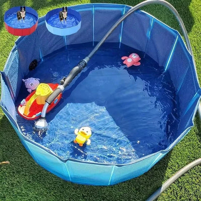Portable Foldable Outdoor Pet Cleaning Pool - Hard Plastic Swimming & Bathing Tub - Ideal for Pet Baths & Kiddie Fun