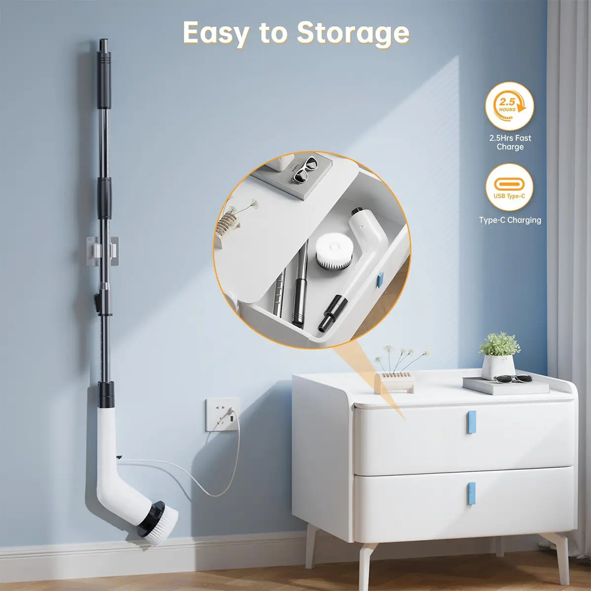 Electric Spin Scrubber Cordless Shower Cleaner with 8 Replaceable Brush Heads,3-Length Extendable Handle,Dual Speed,Ipx7 Waterproof LED Display for Bathroom,Kitchen,Tub,Tile,Car & More,2026 Upgraded Spin Scrubber Brush for Mother’S Day Gift