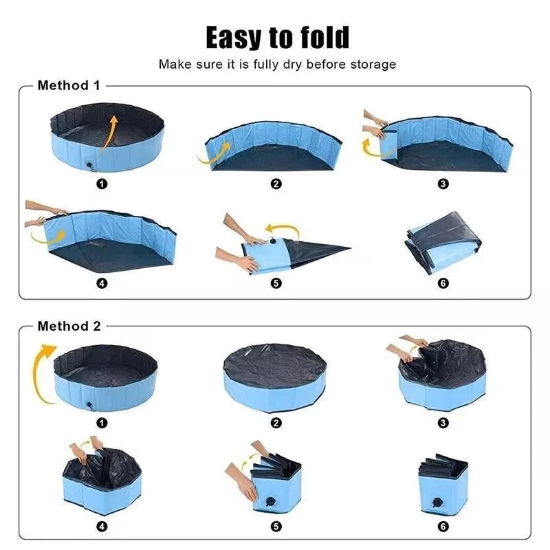 Portable Foldable Outdoor Pet Cleaning Pool - Hard Plastic Swimming & Bathing Tub - Ideal for Pet Baths & Kiddie Fun