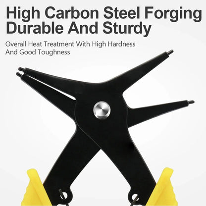 Internal and External Spring-Loaded Pliers Dual-Purpose Snap Rings 2-In-1 Mounting and Dismounting Tools Hardware