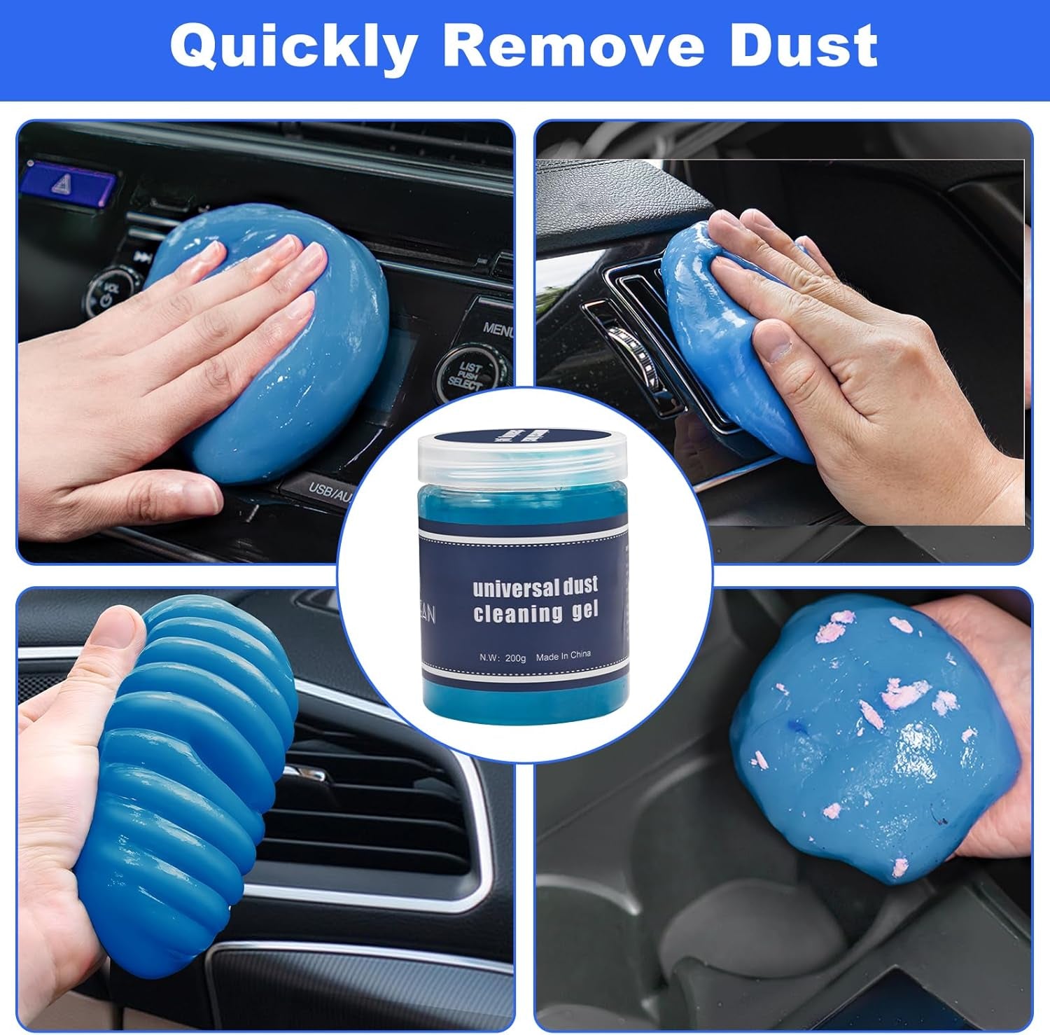 Windshield Cleaner Tool, 14Pcs Car Interior Cleaning Kit, Car Detailing Kit Interior Cleaner, Car Detailing Brushes, Car Cleaning Gel, inside Cleaning Supplies Accessories for Women Men