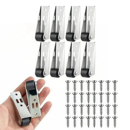 2 Pcs Multifunctional 0.9" Low Profile Fixed Casters, Small Wheels for Wooden Furniture & Bedroom Door Sinking Fix