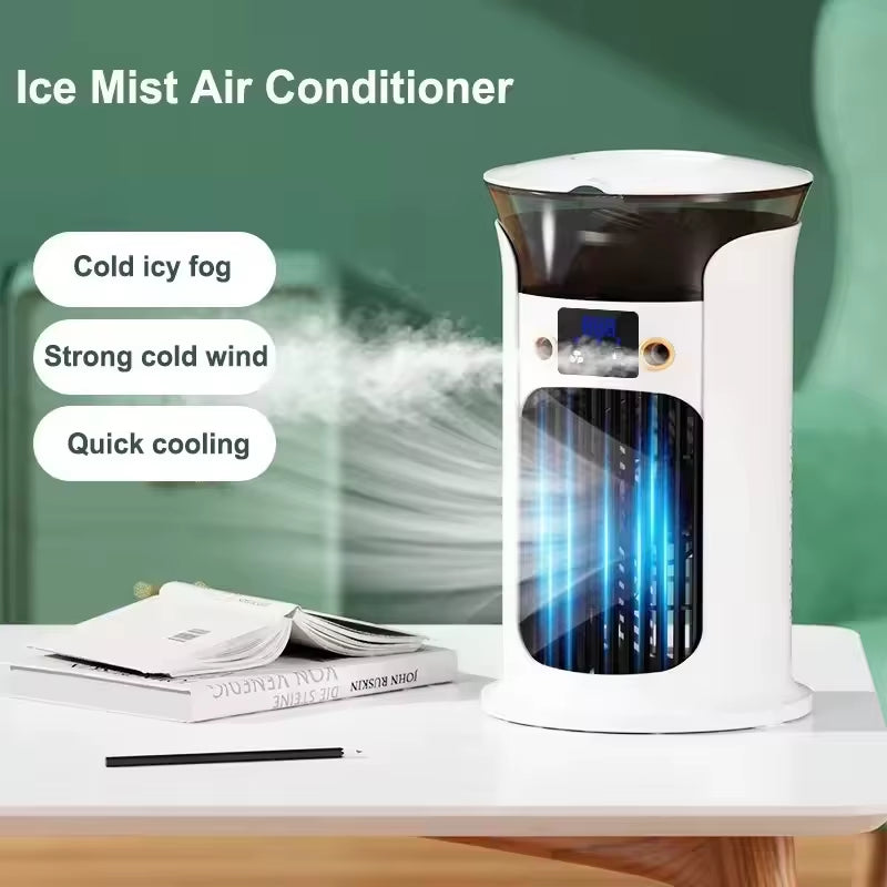 USB Portable Water-Cooled Multifunctional Air Conditioner Fan Mute Summer Cool for Office & Car Plastic Battery-Powered