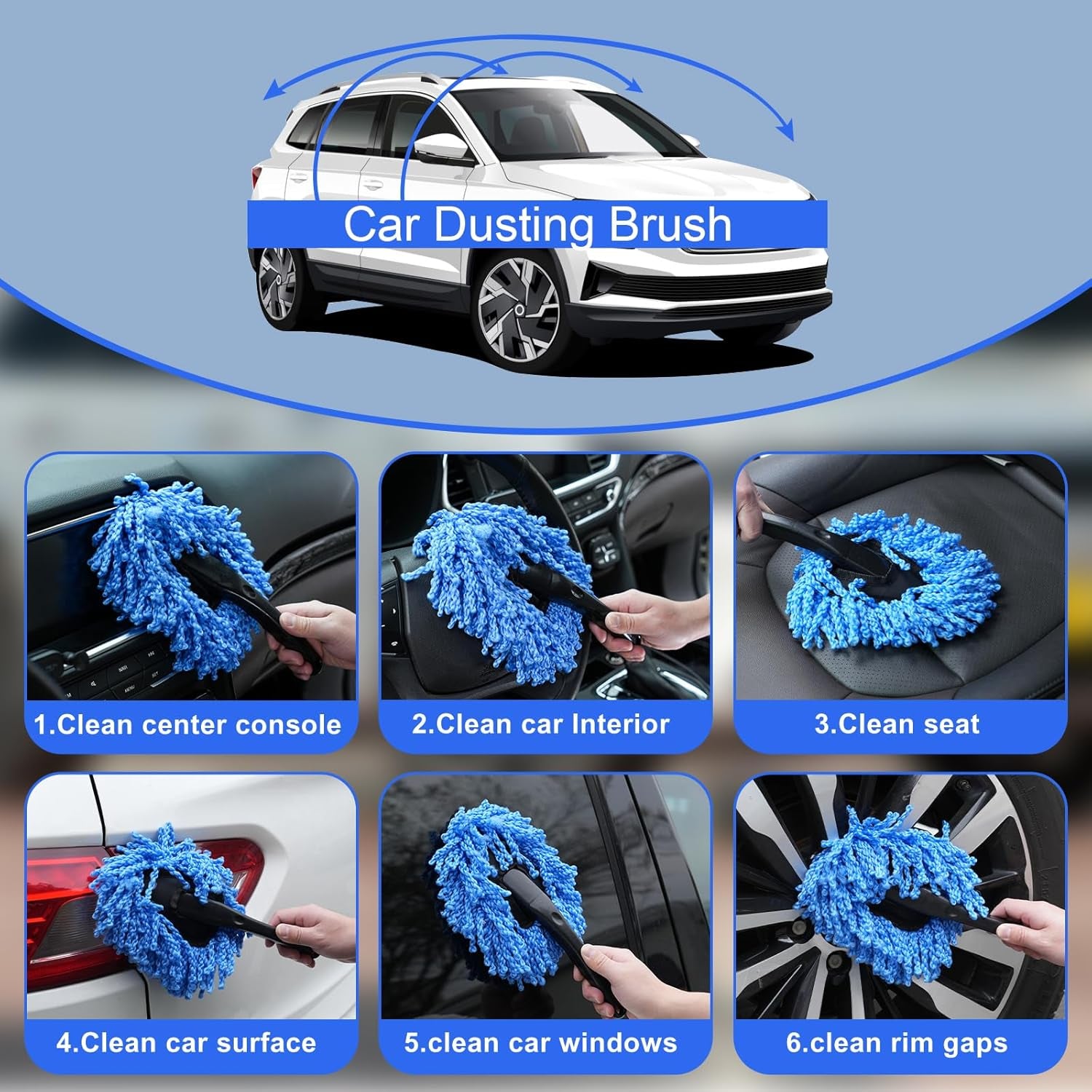 Windshield Cleaner Tool, 14Pcs Car Interior Cleaning Kit, Car Detailing Kit Interior Cleaner, Car Detailing Brushes, Car Cleaning Gel, inside Cleaning Supplies Accessories for Women Men