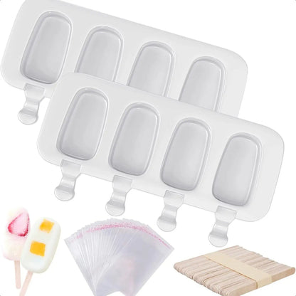 Popsicles Molds, 2 Pack Homemade Cake Pop Molds, Reusable Silicone Ice Pop Cream/ Cakesicle Maker Molds