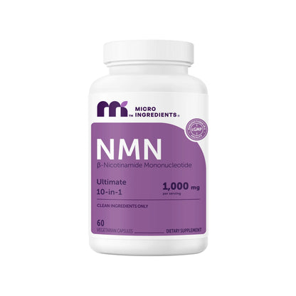 Micro Ingredients NMN Complex 1,000Mg per Serving, 10-1 Complex, Zero Filler, Pure NMN 500Mg with Vitamin C, Resveratrol, Coq10, TMG, Quercetin, & Glutathione | NAD+ Supplement Precursor