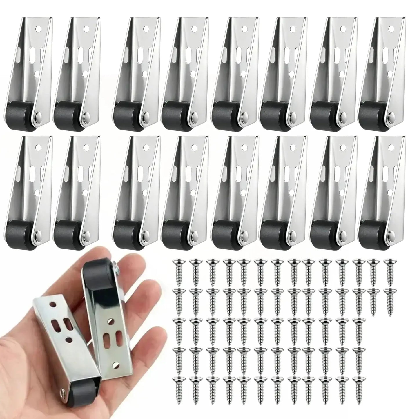 2 Pcs Multifunctional 0.9" Low Profile Fixed Casters, Small Wheels for Wooden Furniture & Bedroom Door Sinking Fix