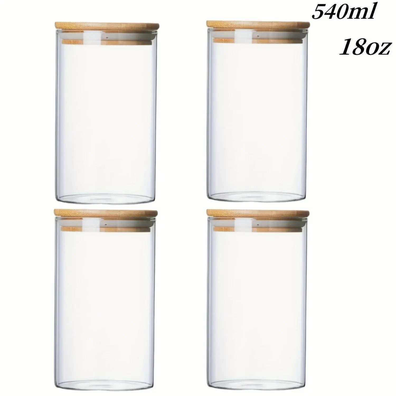 Glass Storage Jar with Wooden Lid, 1/2/3/4 Counts Clear Container, Food Storage Box for Spice, Tea, Coffee, Spice, Candy, Cookie, Glass Kitchen Canisters, Home Organization Containers