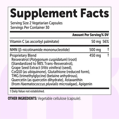 Micro Ingredients NMN Complex 1,000Mg per Serving, 10-1 Complex, Zero Filler, Pure NMN 500Mg with Vitamin C, Resveratrol, Coq10, TMG, Quercetin, & Glutathione | NAD+ Supplement Precursor