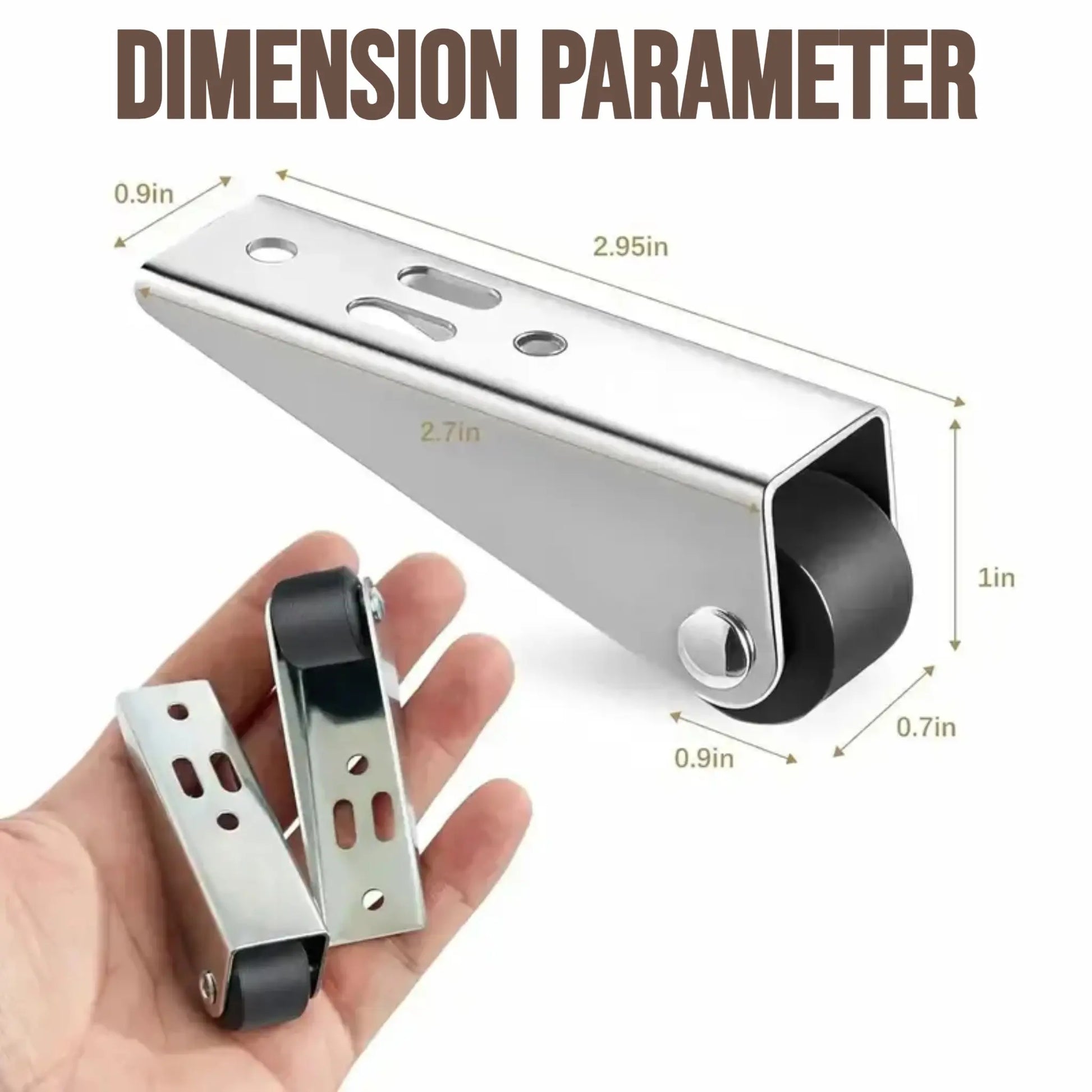2 Pcs Multifunctional 0.9" Low Profile Fixed Casters, Small Wheels for Wooden Furniture & Bedroom Door Sinking Fix