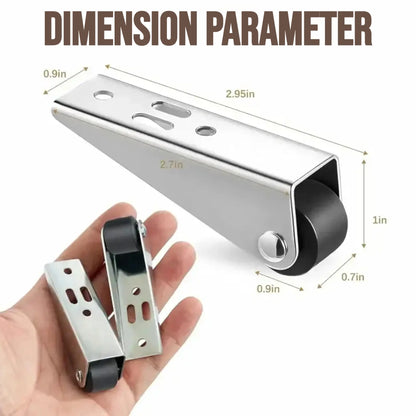 2 Pcs Multifunctional 0.9" Low Profile Fixed Casters, Small Wheels for Wooden Furniture & Bedroom Door Sinking Fix