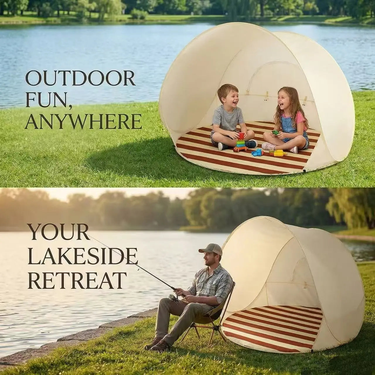 Compact Portable Beach Tent Sun Shelter – Small Lightweight Pop up Tent – Uv-Resistant Instant Setup for Camping, Backyard, Beach Picnics & Outdoor Travel – Essential Sun Shade Canopy