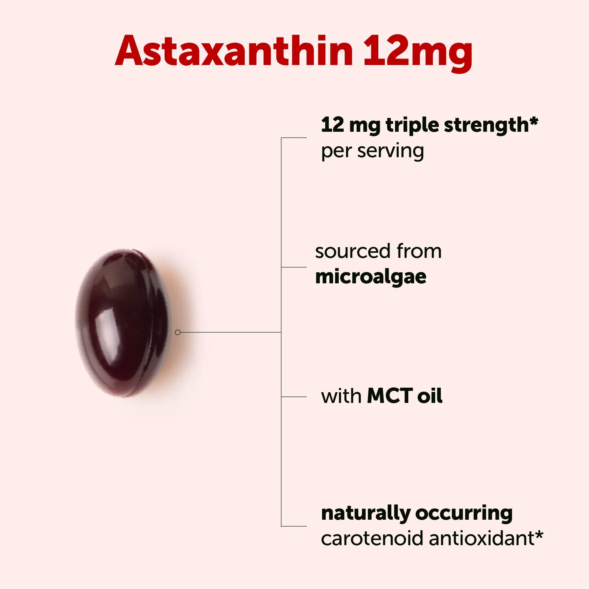 Micro Ingredients Astaxanthin 12Mg | Natural Tanning, Fresh Microalgae Source, Easy to Swallow