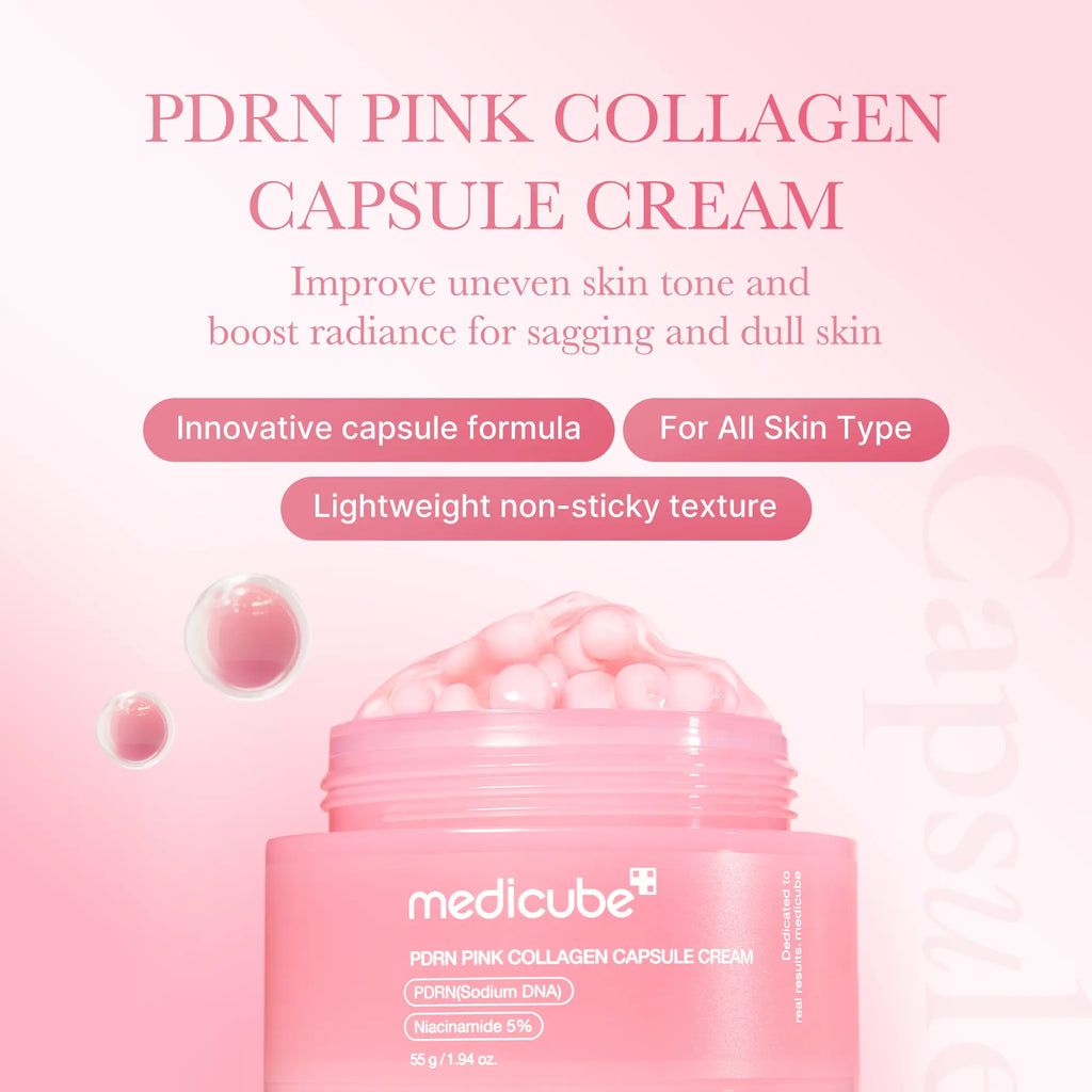 [Medicube] Salmon DNA Home Aesthetic Duo ㅣ Glass Glow Salmon DNA Facial Skincare Set with PDRN Exosome Shot + PDRN Pink Collagen Capsule Cream