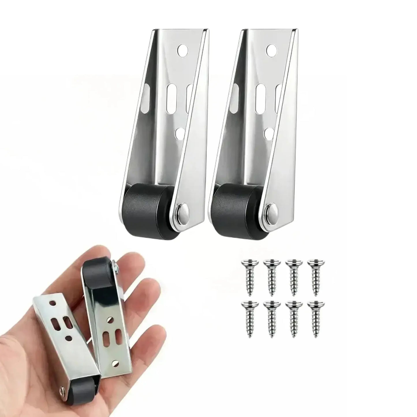 2 Pcs Multifunctional 0.9" Low Profile Fixed Casters, Small Wheels for Wooden Furniture & Bedroom Door Sinking Fix