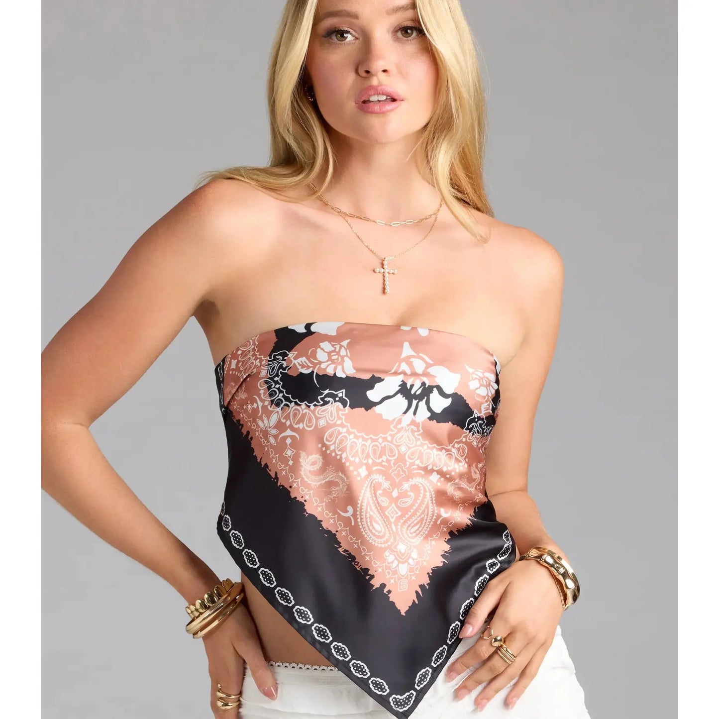 Go with the Flow Paisley Satin Scarf Top