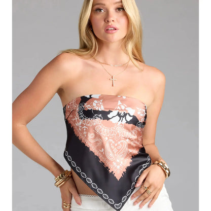 Go with the Flow Paisley Satin Scarf Top