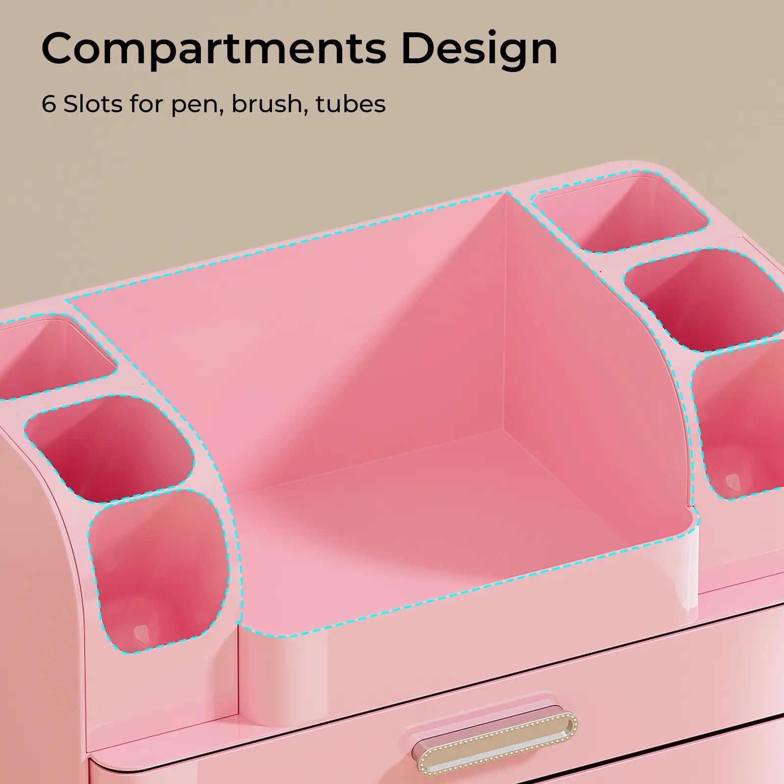 Makeup Organizer for Vanity with 2 Large Drawers, Cosmetic Display Case with Brush Holders, Easy to Storage for Bathroom Countertop Skincare, Desk Office Supplies