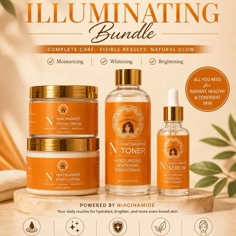 Niacinamide Toner Bundle Regenerate Skin & Comfort Help by Reduce Inflammation Unplug Pores - Reduce Hyperpigmentations Darks SPOTS 4 Pack Cream Serum Toner Firming Kit Glow Hues Kit Moisturizing Set