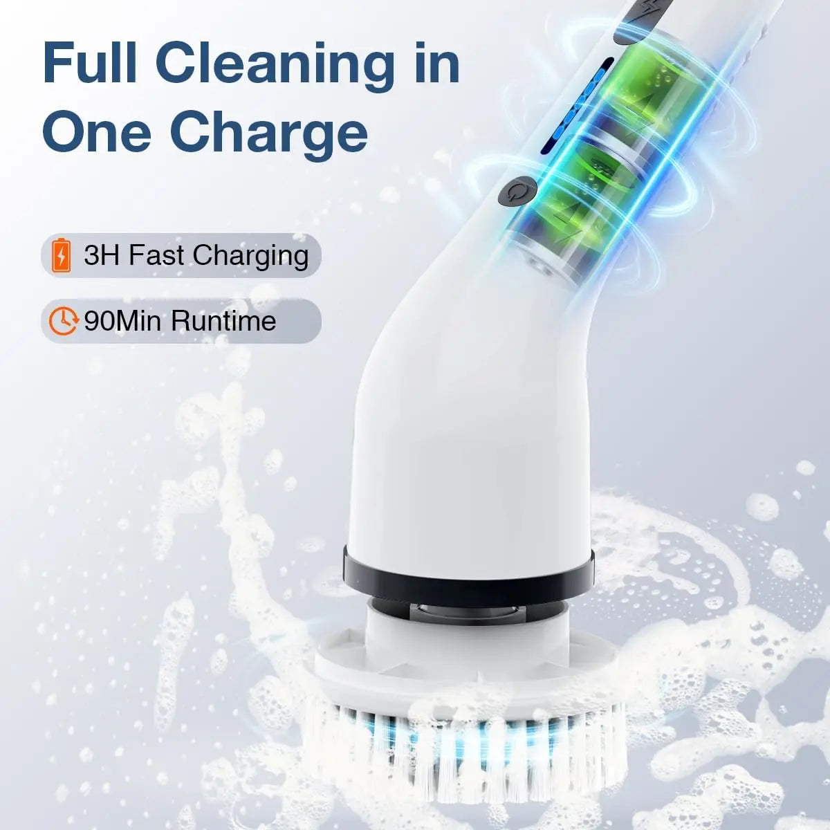 Electric Spin Scrubber Cordless Shower Cleaner with 8 Replaceable Brush Heads,3-Length Extendable Handle,Dual Speed,Ipx7 Waterproof LED Display for Bathroom,Kitchen,Tub,Tile,Car & More,2026 Upgraded Spin Scrubber Brush for Mother’S Day Gift