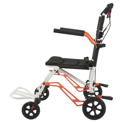 Lightweight Folding Transport Wheelchair for Adults & Seniors – 18 Lbs Aluminum Frame – Removable Turn over Armrests – Swing-Away Footrests – Locking Handbrake – 220 Lbs Capacity – Easy Fold & Carry – Ideal for Travel & Indoors