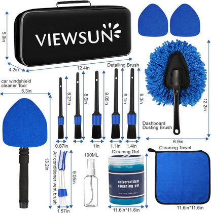 Windshield Cleaner Tool, 14Pcs Car Interior Cleaning Kit, Car Detailing Kit Interior Cleaner, Car Detailing Brushes, Car Cleaning Gel, inside Cleaning Supplies Accessories for Women Men