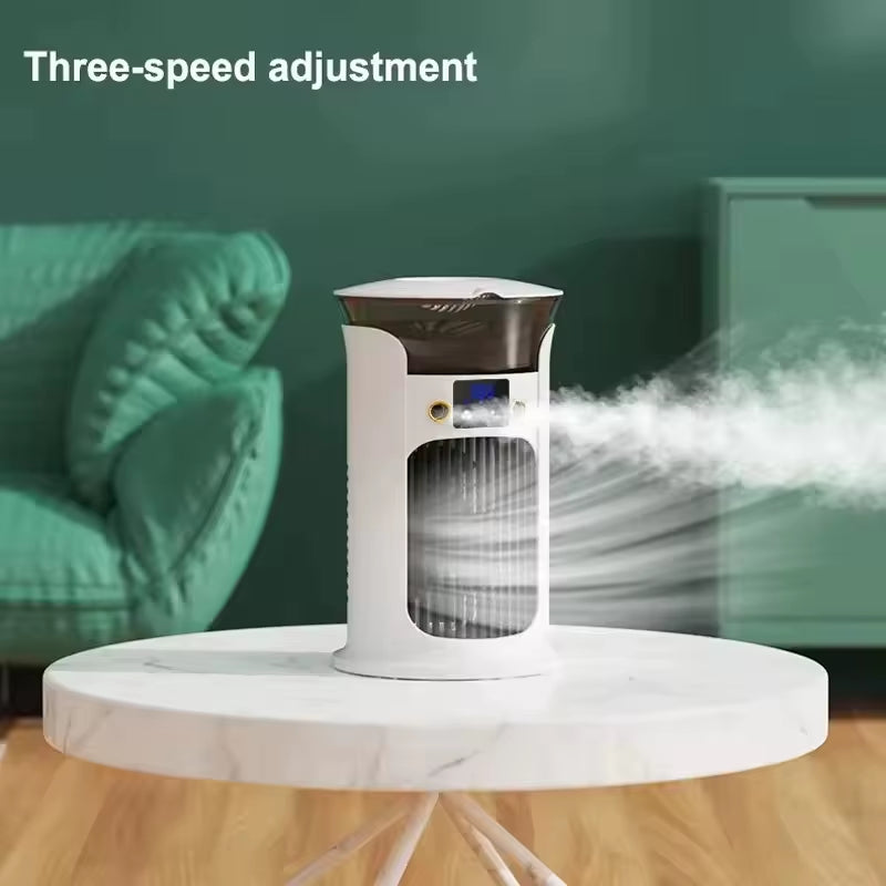 USB Portable Water-Cooled Multifunctional Air Conditioner Fan Mute Summer Cool for Office & Car Plastic Battery-Powered