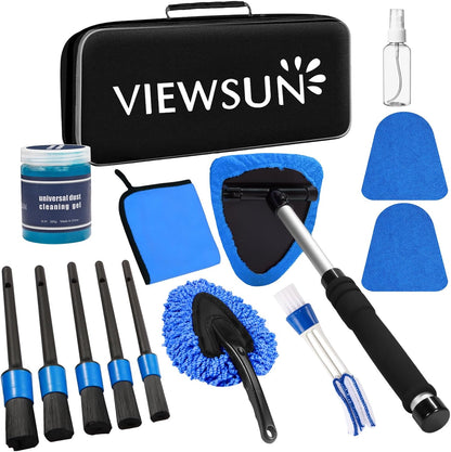 Windshield Cleaner Tool, 14Pcs Car Interior Cleaning Kit, Car Detailing Kit Interior Cleaner, Car Detailing Brushes, Car Cleaning Gel, inside Cleaning Supplies Accessories for Women Men