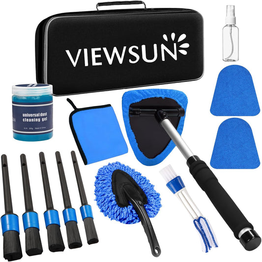 Windshield Cleaner Tool, 14Pcs Car Interior Cleaning Kit, Car Detailing Kit Interior Cleaner, Car Detailing Brushes, Car Cleaning Gel, inside Cleaning Supplies Accessories for Women Men