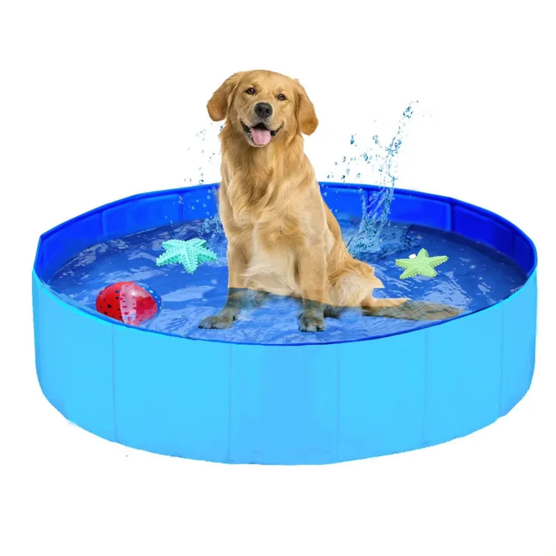 Portable Foldable Outdoor Pet Cleaning Pool - Hard Plastic Swimming & Bathing Tub - Ideal for Pet Baths & Kiddie Fun