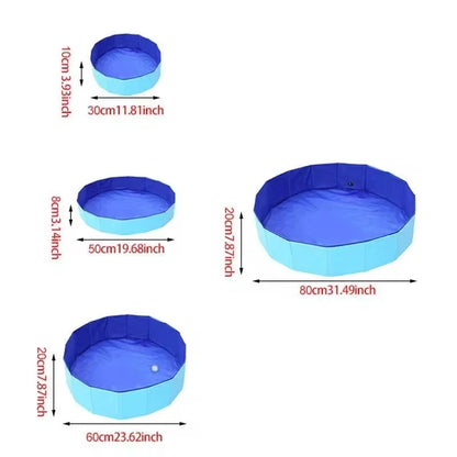 Portable Foldable Outdoor Pet Cleaning Pool - Hard Plastic Swimming & Bathing Tub - Ideal for Pet Baths & Kiddie Fun
