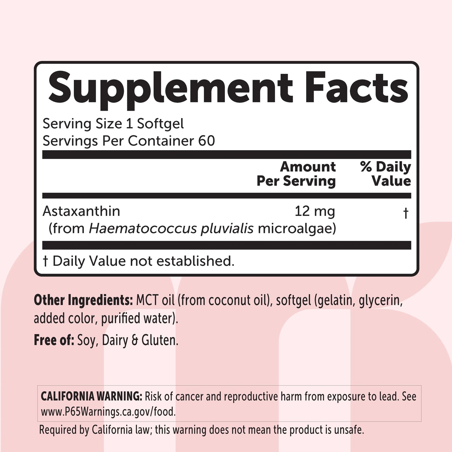 Micro Ingredients Astaxanthin 12Mg | Natural Tanning, Fresh Microalgae Source, Easy to Swallow