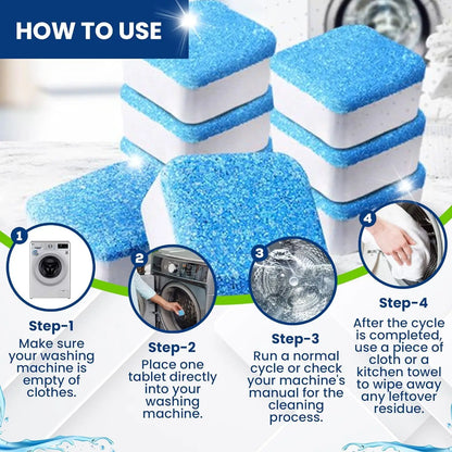 12/24Pcs Washing Machine Cleaner Tablets Penetrating Deep Clean Washer Cleaner Tablets for Front Loader and Top Load HE
