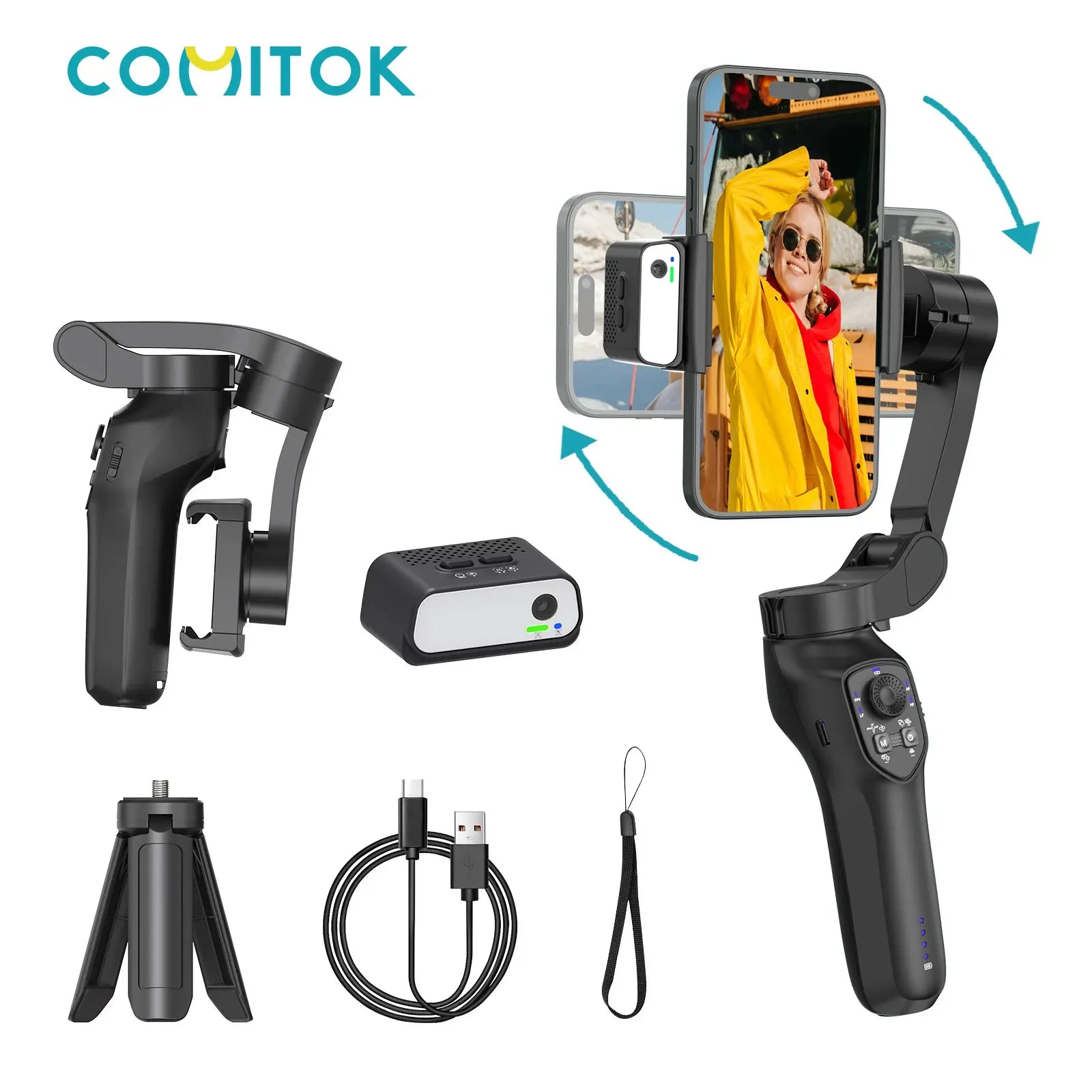 Portable Ll7Cpro 3 for Axis AI Gimbal Stabilizer New Foldable Auto Face Tracking Video Recording Device for Android Mobile Phone Selfie