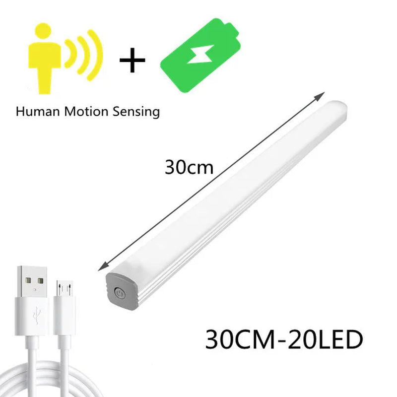 LED Cabinet Light 15/21/30CM Kitchen Wireless Dimming USB Rechargeable Motion/Hand-Sweep Sensor Bedroom Wardrobe Night Lamp