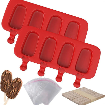 Popsicles Molds, 2 Pack Homemade Cake Pop Molds, Reusable Silicone Ice Pop Cream/ Cakesicle Maker Molds